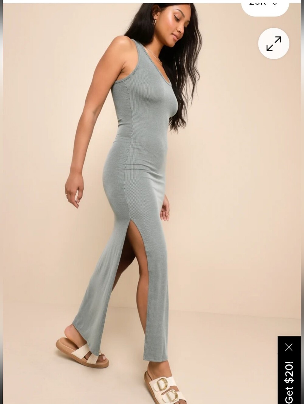 Lulus  Relaxed but Not Least Sage Green Ribbed Sleeveless Maxi Dress - Picture 3 of 11